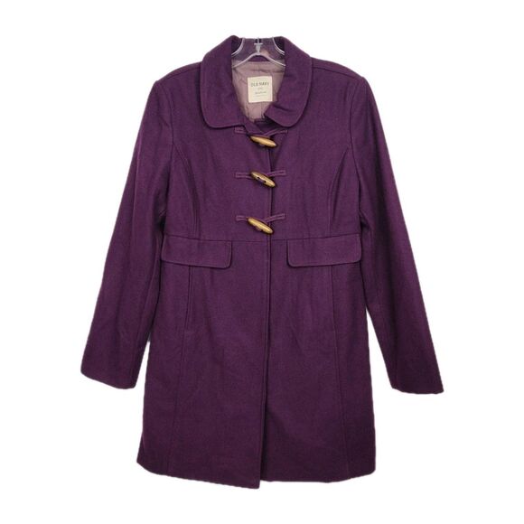 Old Navy Jackets & Blazers - Old Navy Wool-Blend Pea Coat Women's Size M Purple Toggle Clasps & Snaps